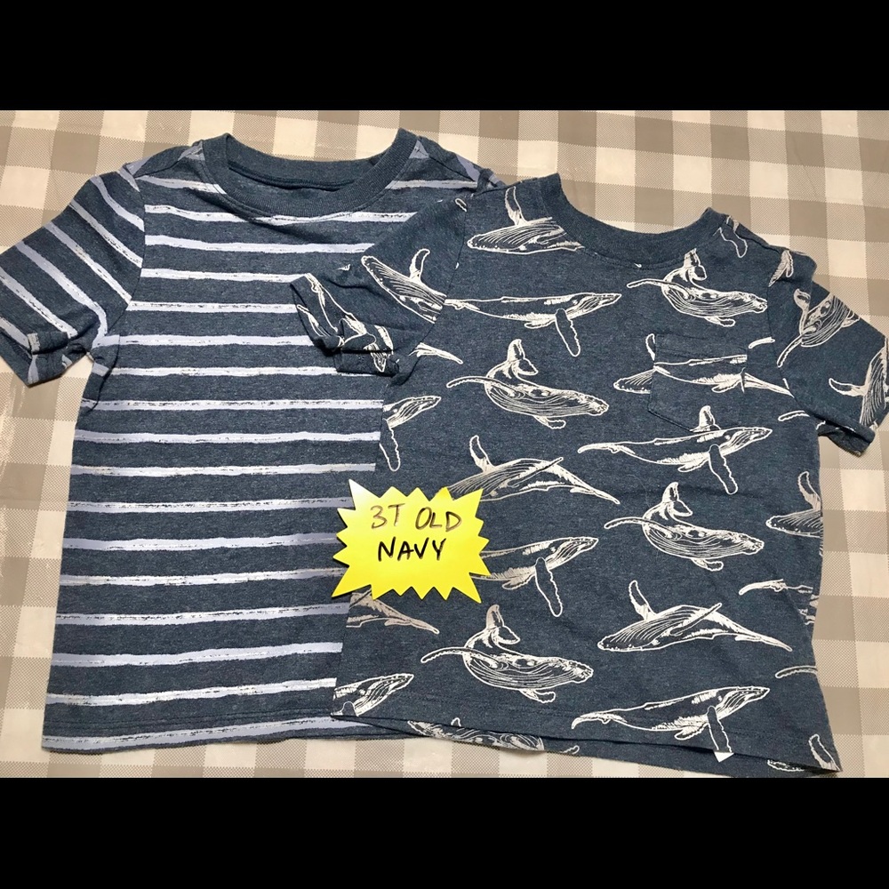 2 blue coordinating t-shirts